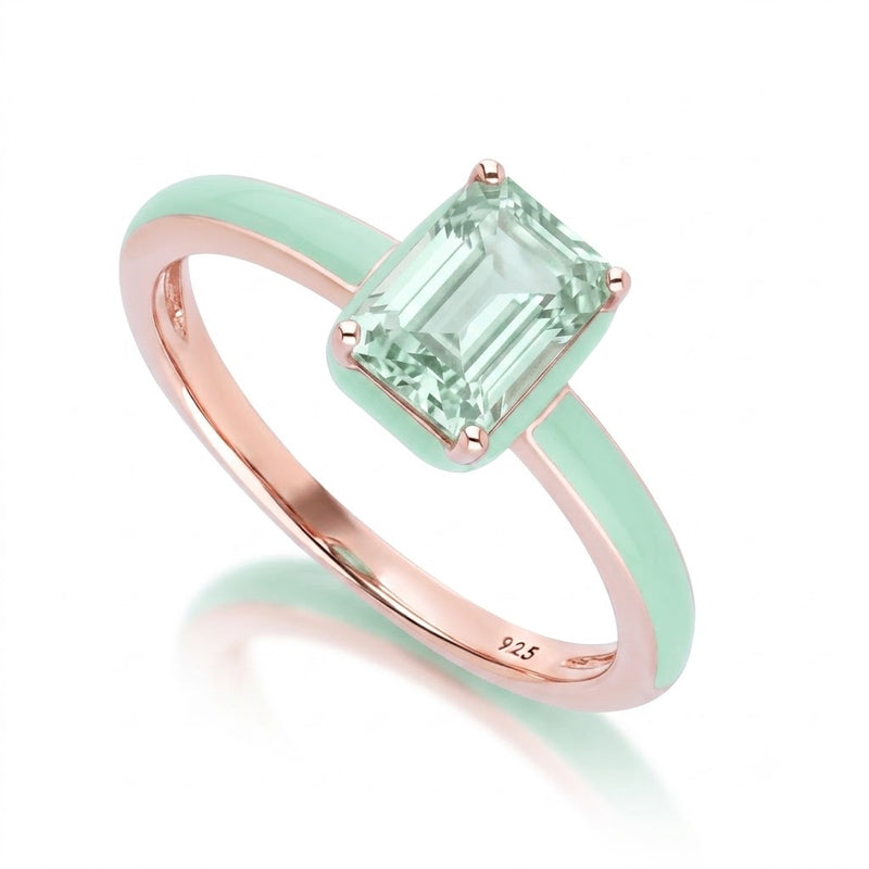 Lumina Round-Cut Enamel Ring (Mint Green Edition)