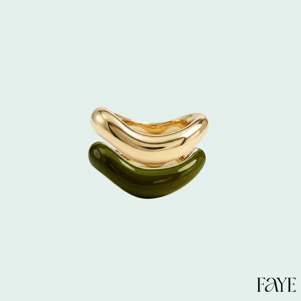 Gold Liquid Tide Rings (set of 2)
