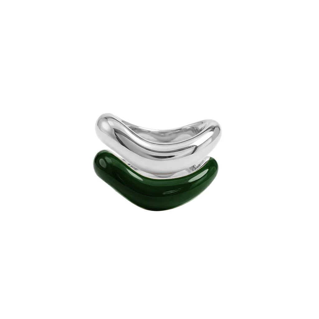 Silver Liquid Tide Rings (set of 2)