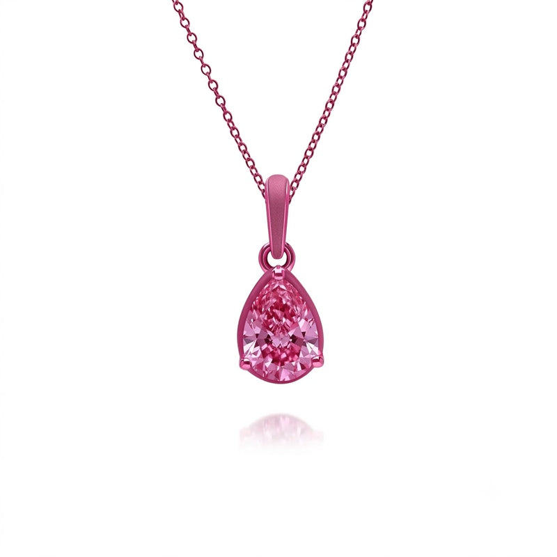 Lumina Pear-Cut Enamel Pendant Necklace (Olive Green Edition)