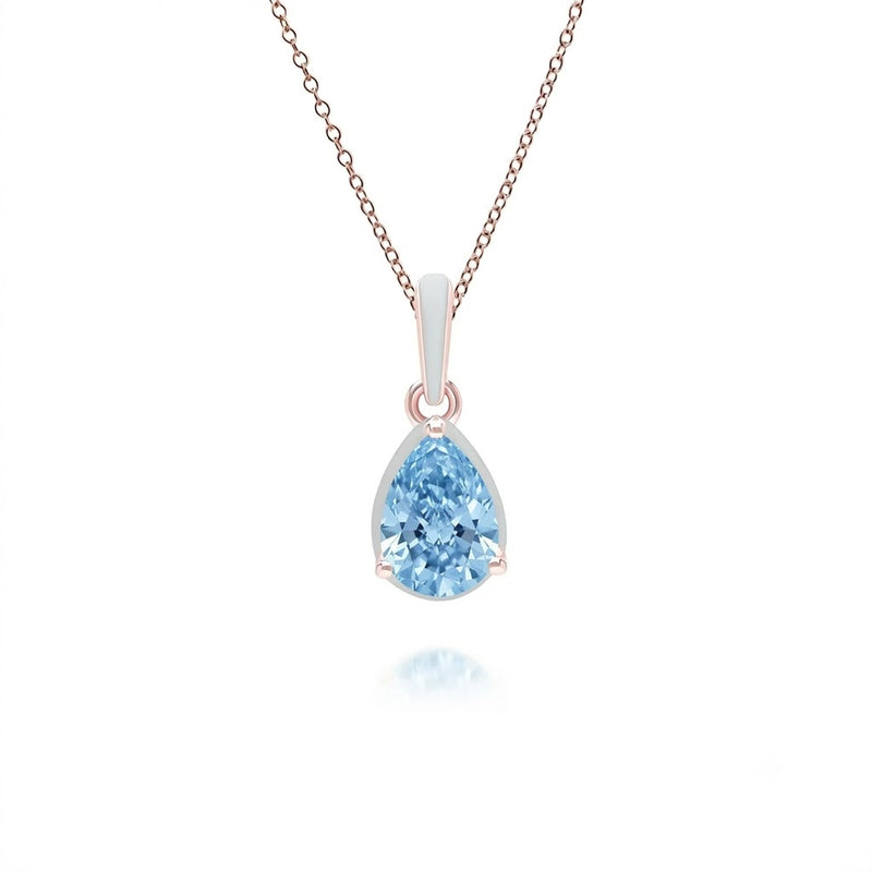 Lumina Round-Cut Enamel Pendant Necklace (Sky Blue Edition)