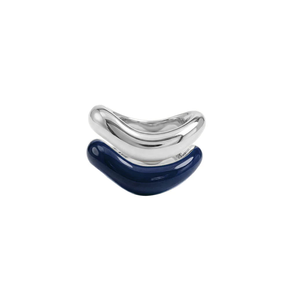 Silver Liquid Tide Rings (set of 2)
