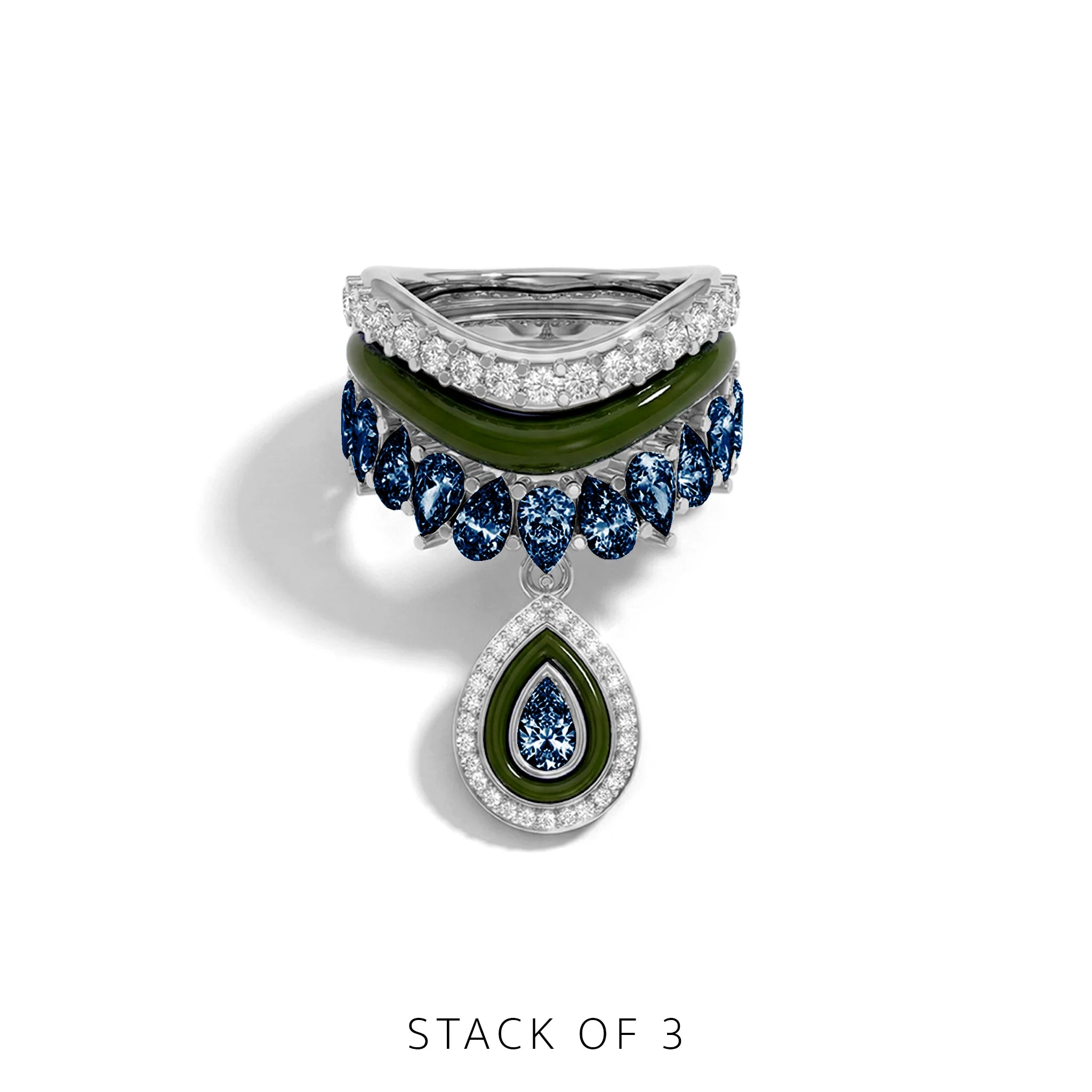 Varna-Volt-Silver Trio Ring Stack