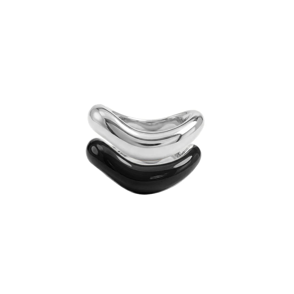 Silver Liquid Tide Rings (set of 2)