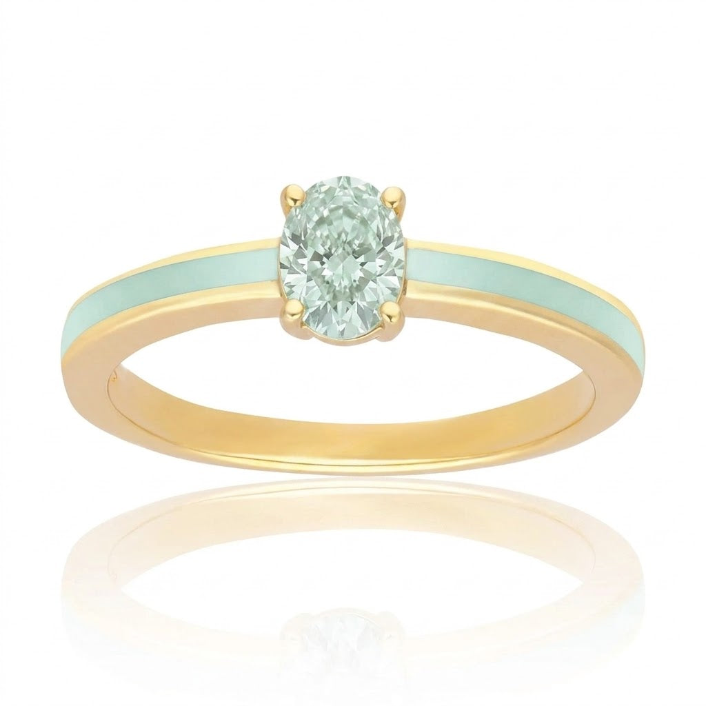 Lumina Round-Cut Enamel Ring (Mint Green Edition)