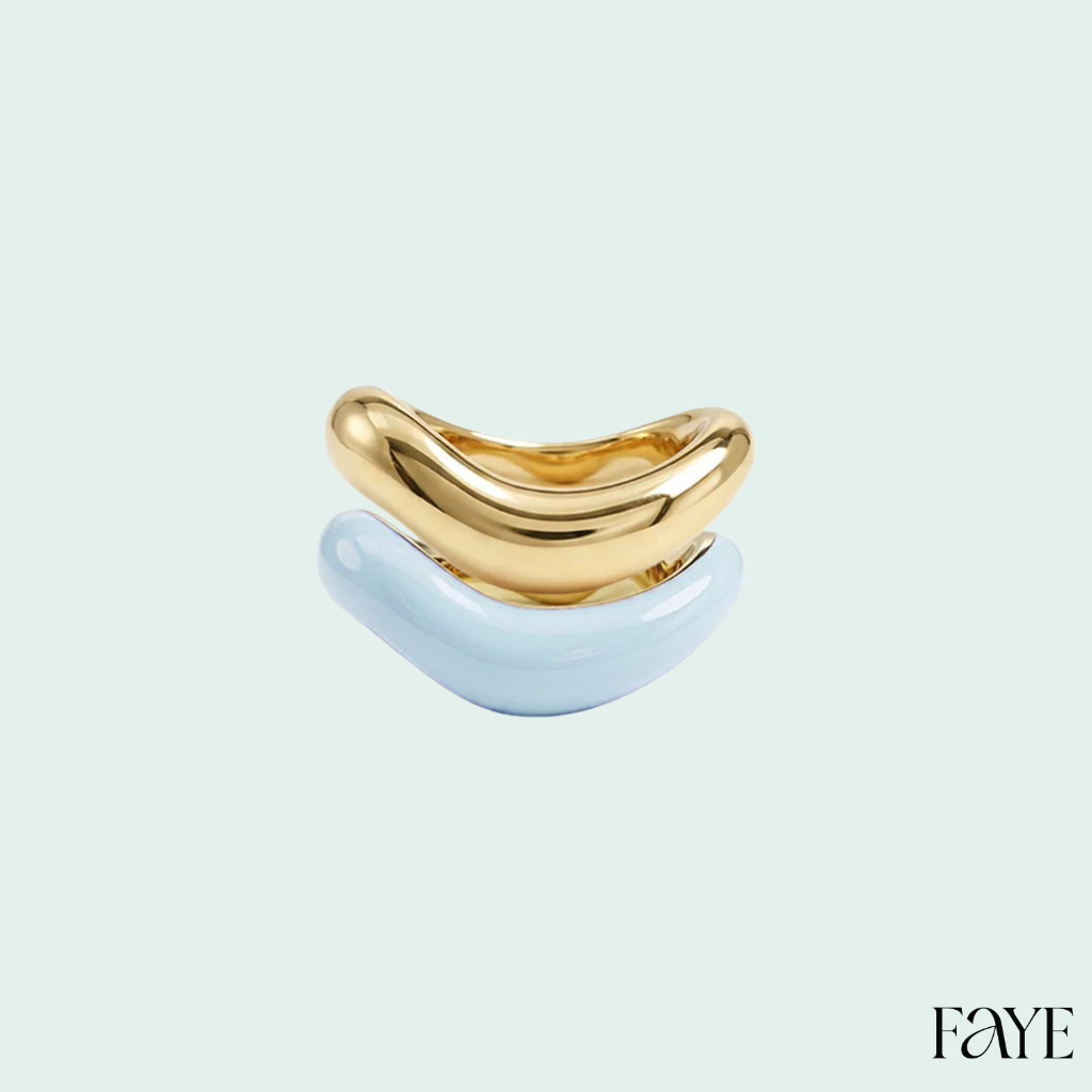 Gold Liquid Tide Rings (set of 2)