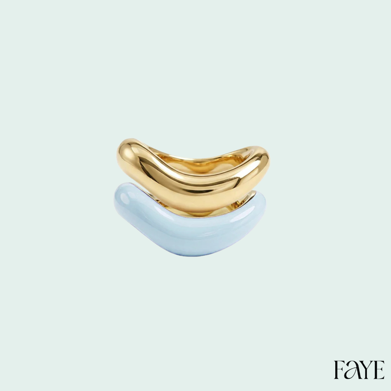 Gold Liquid Tide Rings (set of 2)