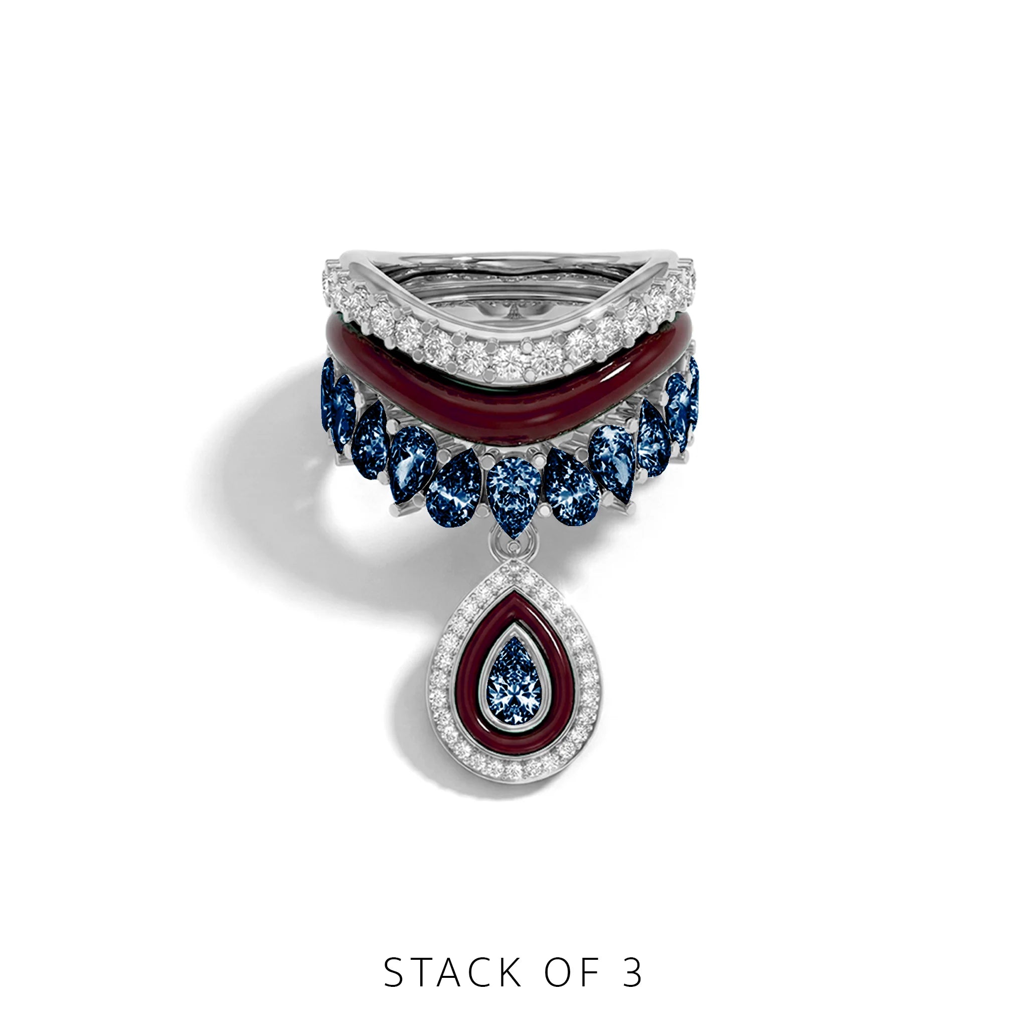 Varna-Volt-Silver Trio Ring Stack