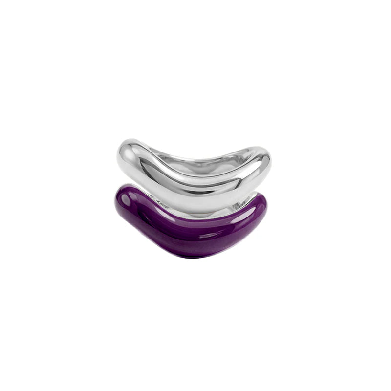 Silver Liquid Tide Rings (set of 2)