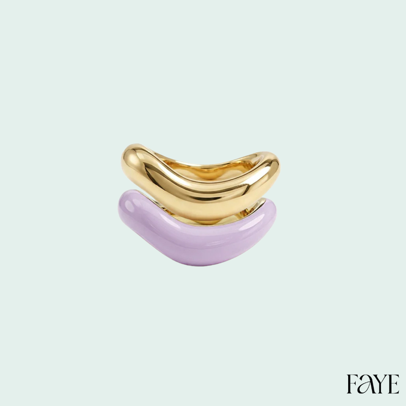 Gold Liquid Tide Rings (set of 2)