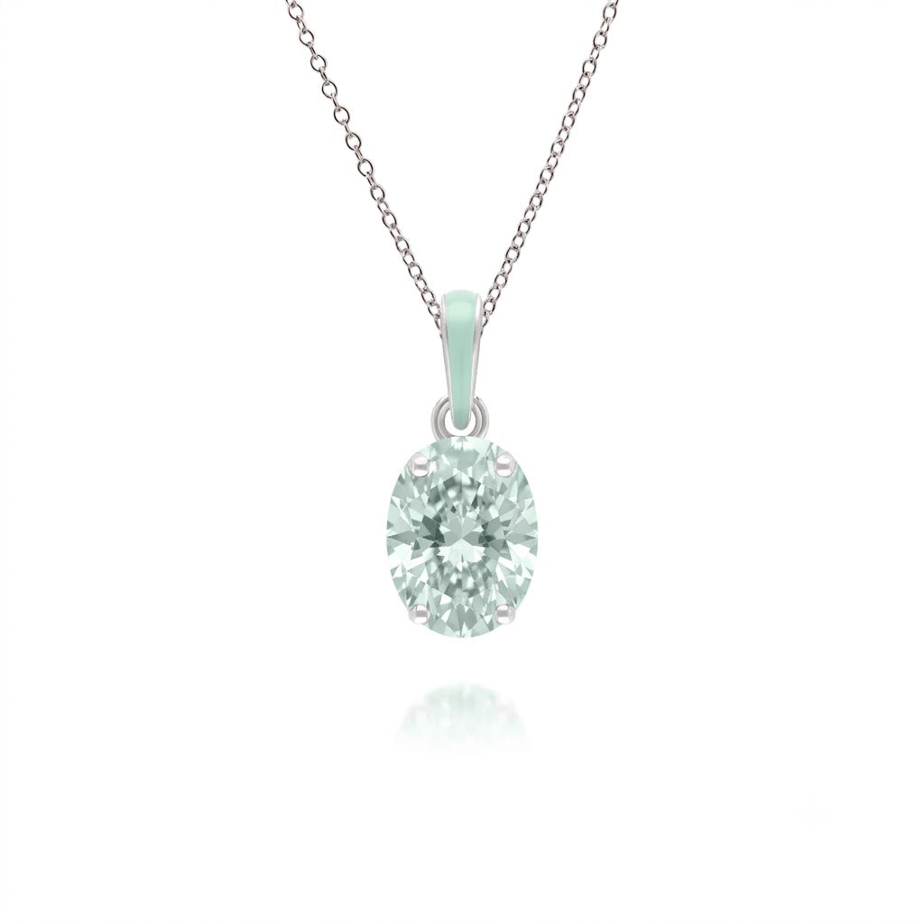 Lumina Round-Cut Enamel Pendant Necklace (Sky Blue Edition)