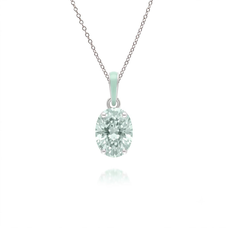 Lumina Round-Cut Enamel Pendant Necklace (Sky Blue Edition)
