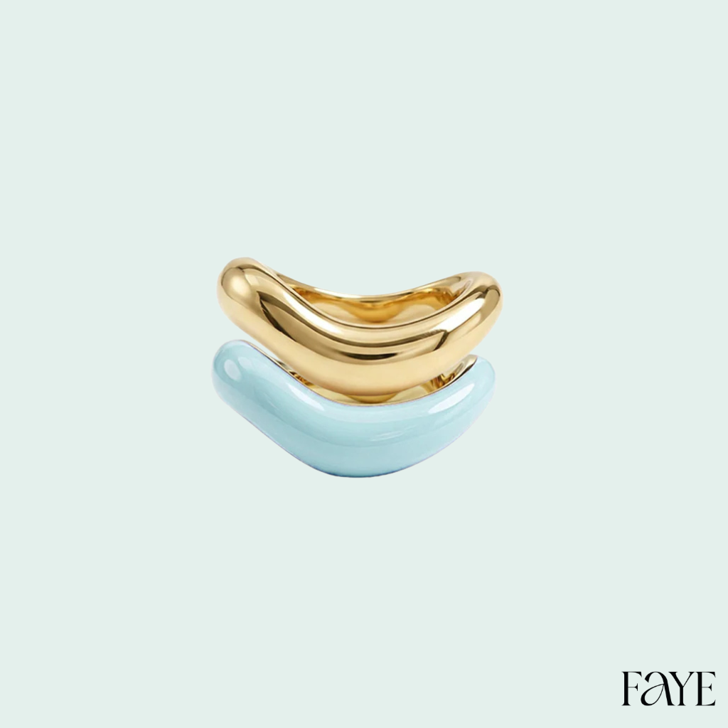 Gold Liquid Tide Rings (set of 2)