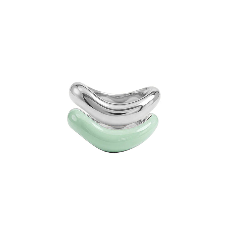 Silver Liquid Tide Rings (set of 2)