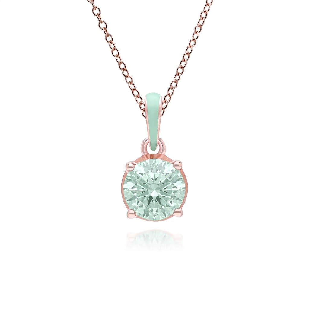Lumina Round-Cut Enamel Pendant Necklace (Sky Blue Edition)
