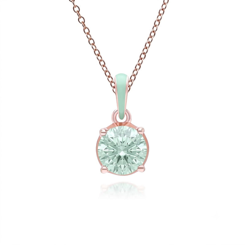 Lumina Round-Cut Enamel Pendant Necklace (Sky Blue Edition)