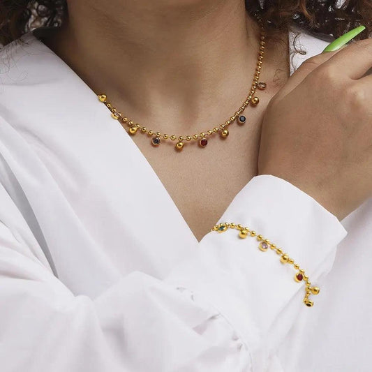 18K Gold Plated Beaded Necklace