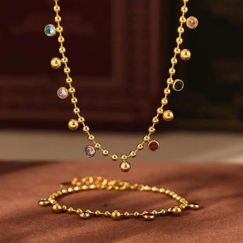 18K Gold Plated Beaded Necklace