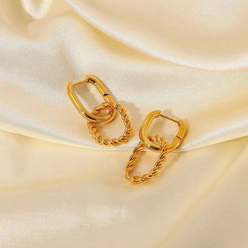 18k Gold Plated Twisted Hoop Earrings