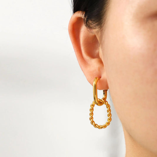 18k Gold Plated Twisted Hoop Earrings