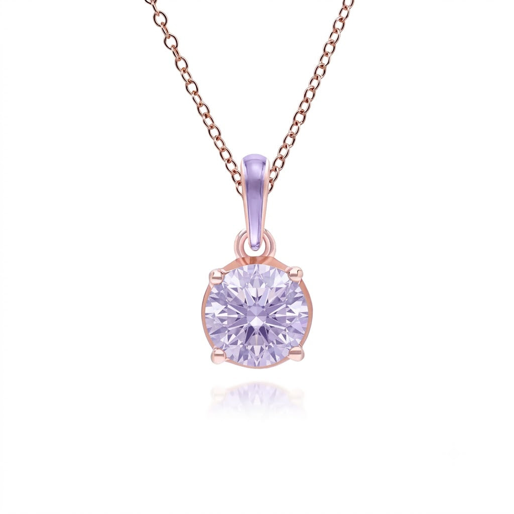 Lumina Round-Cut Enamel Pendant Necklace (Sky Blue Edition)