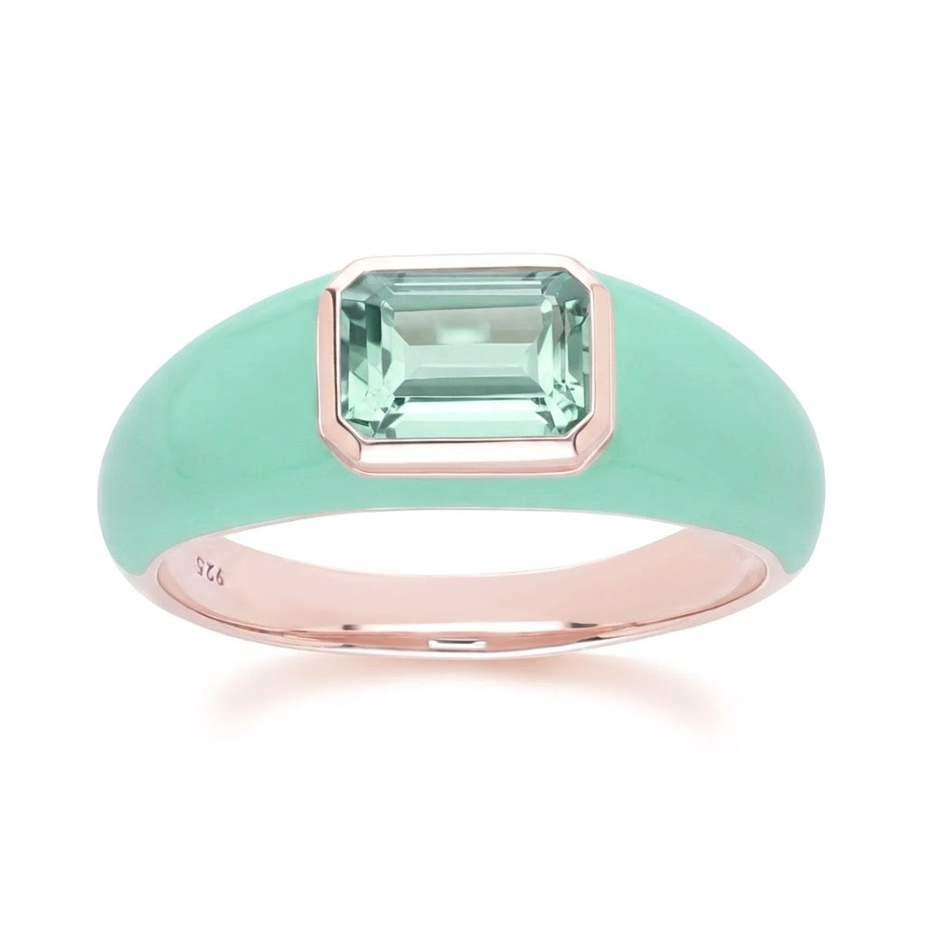 Azure Arc Baguette Dome Oval Ring (Mint Green Edition)