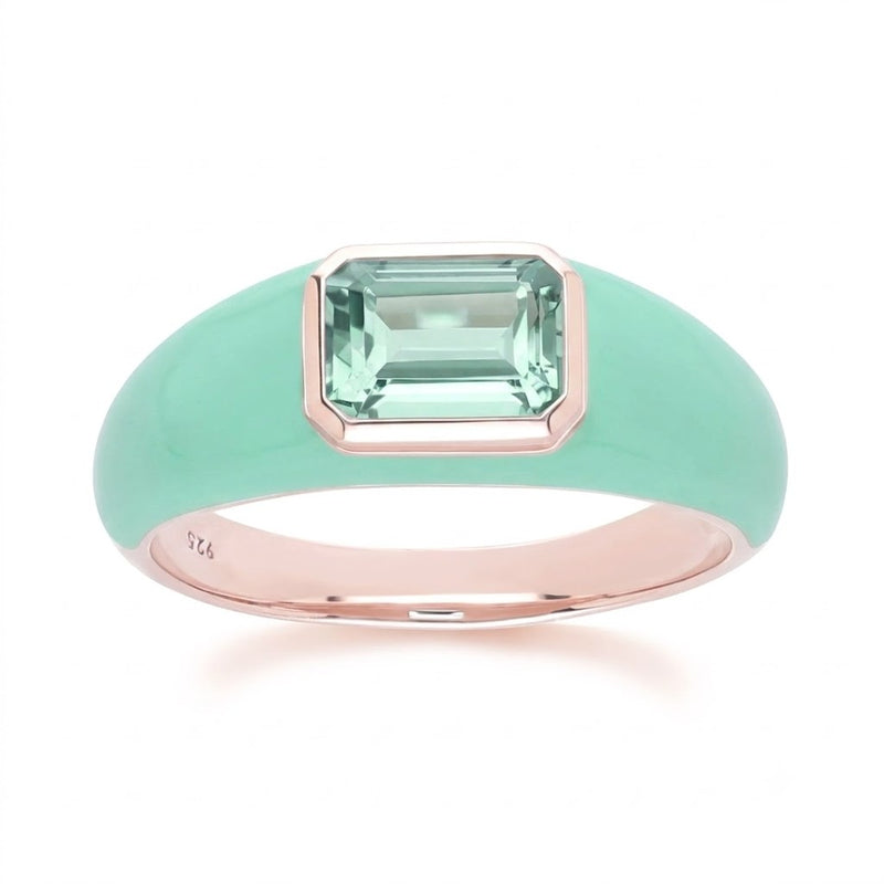 Azure Arc Baguette Dome Oval Ring (Mint Green Edition)