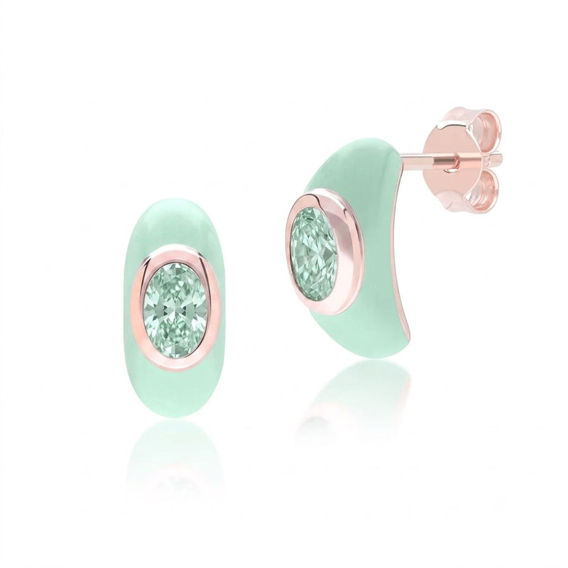 Azure Arc Baguette Stud Earrings (Lavender Edition)