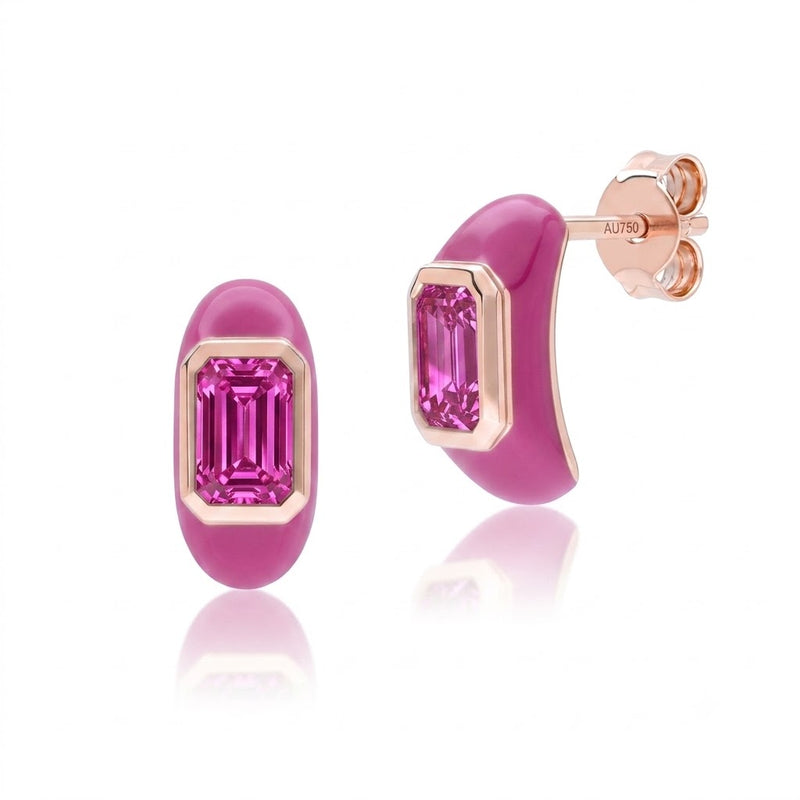 Azure Arc Baguette Stud Earrings (Lavender Edition)
