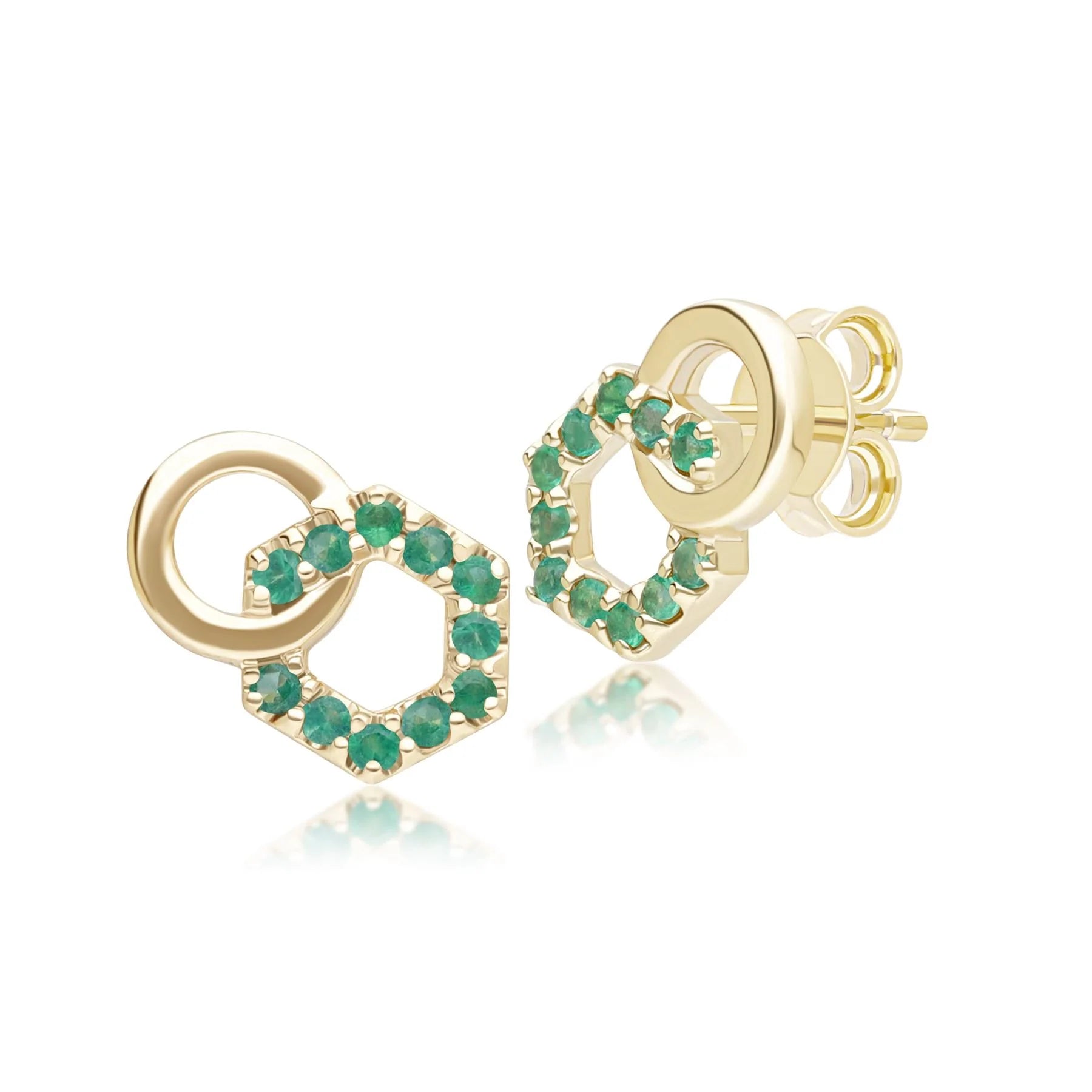Apex Interlock Stud Earrings (Emerald Edition)