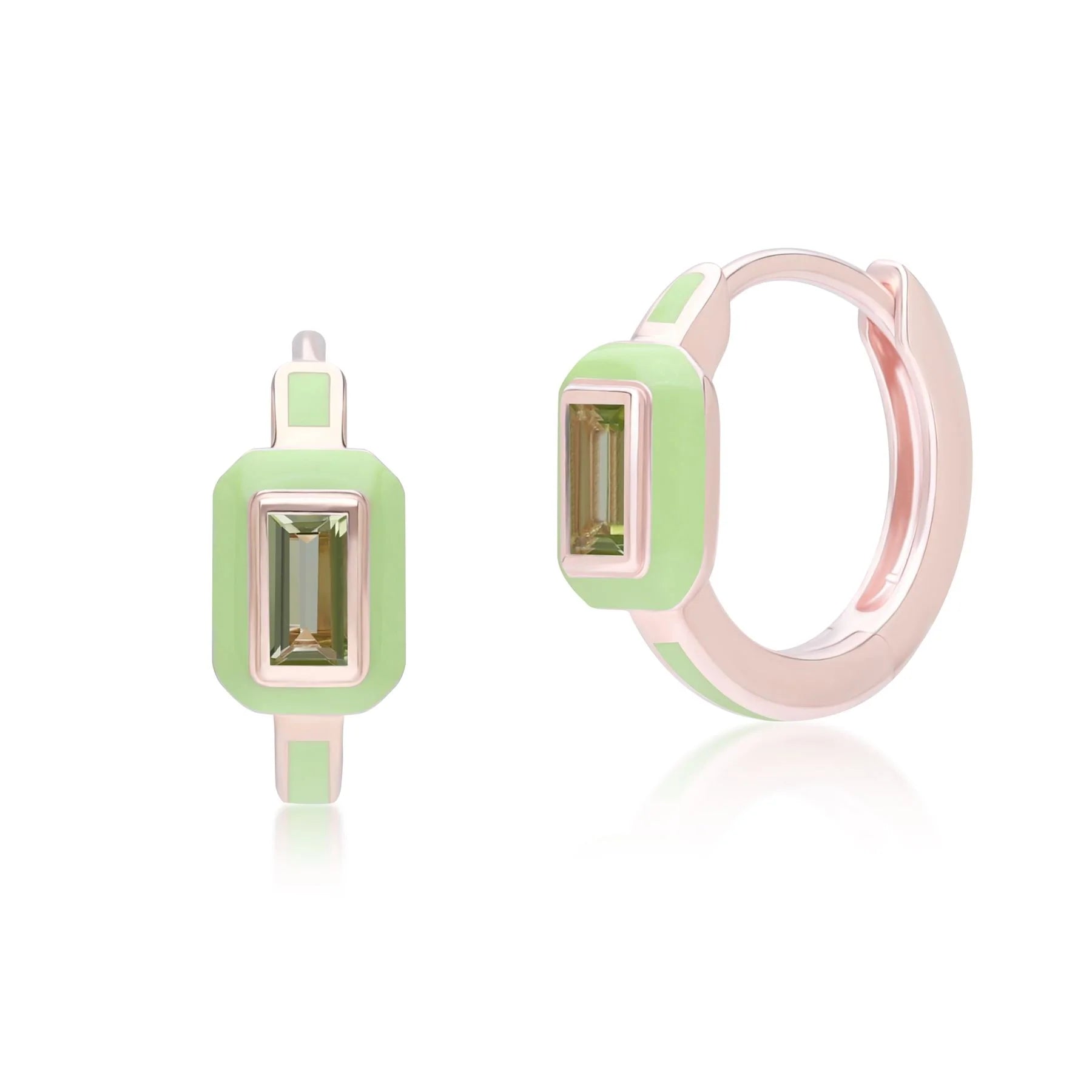 Chroma Baguette Huggie Earrings (Olive Edition)