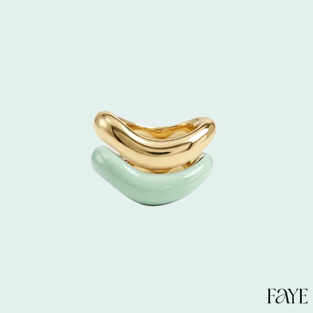 Gold Liquid Tide Rings (set of 2)