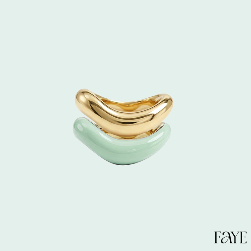 Gold Liquid Tide Rings (set of 2)
