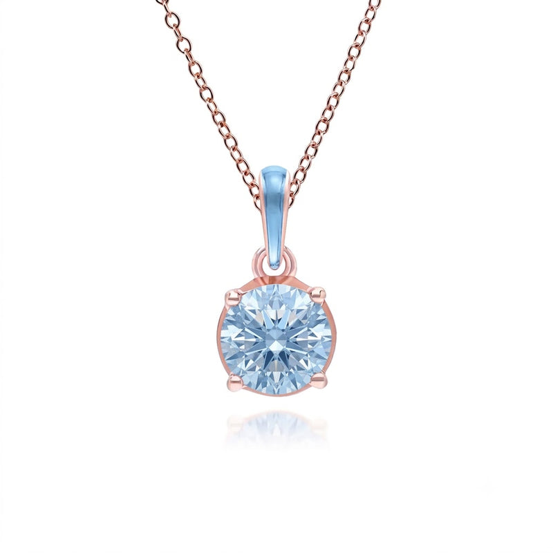 Lumina Round-Cut Enamel Pendant Necklace (Sky Blue Edition)