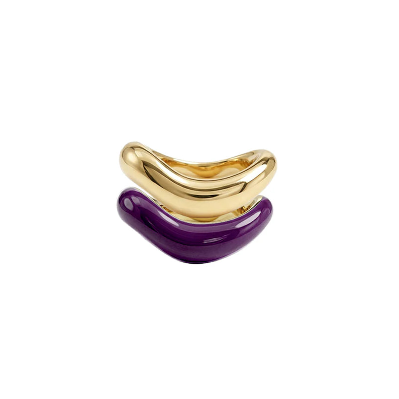 Gold Liquid Tide Rings (set of 2)