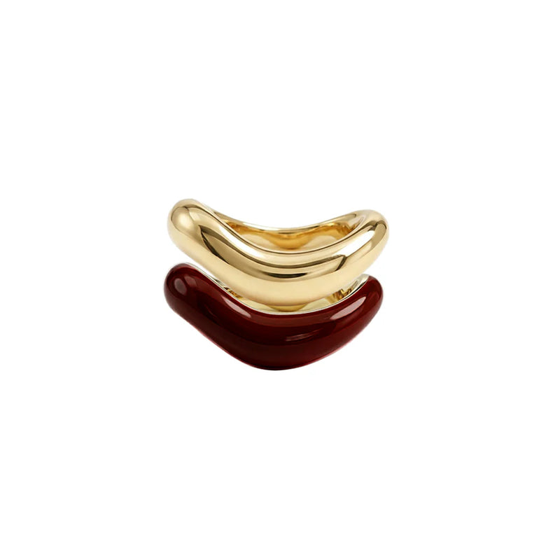 Gold Liquid Tide Rings (set of 2)