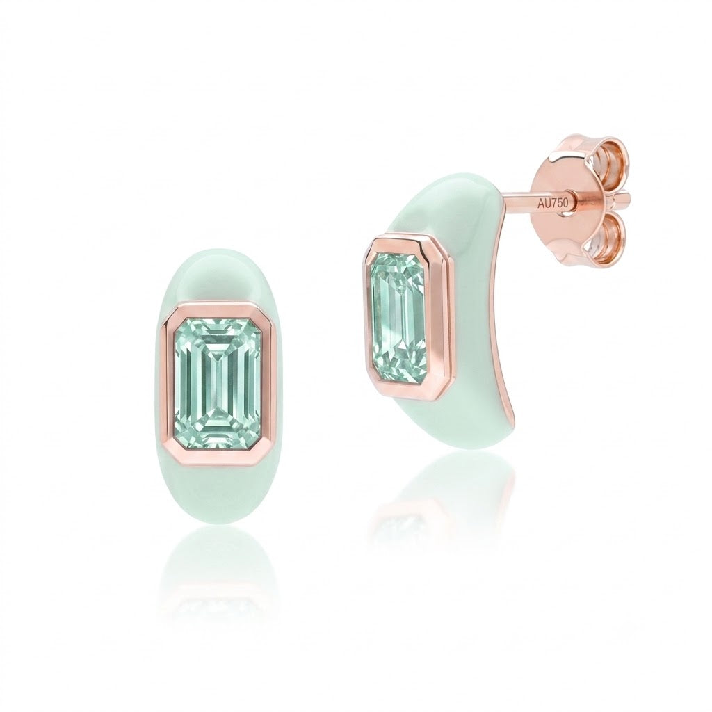 Azure Arc Baguette Stud Earrings (Lavender Edition)