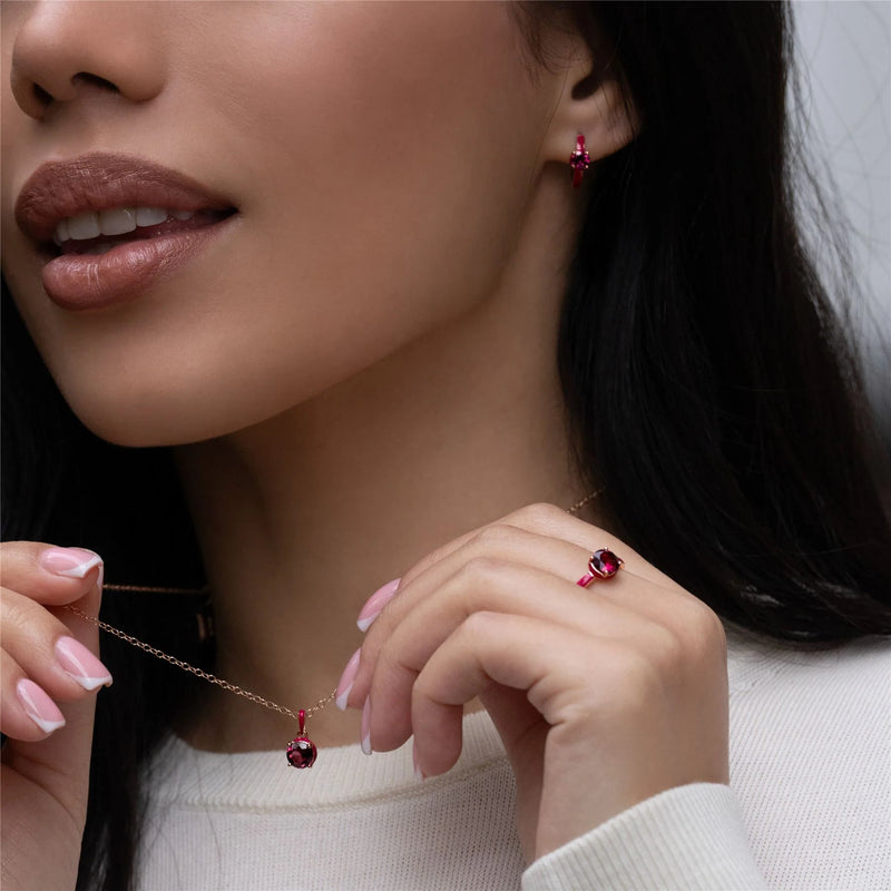 Chroma Orb Huggie Earrings (Fuchsia Edition)