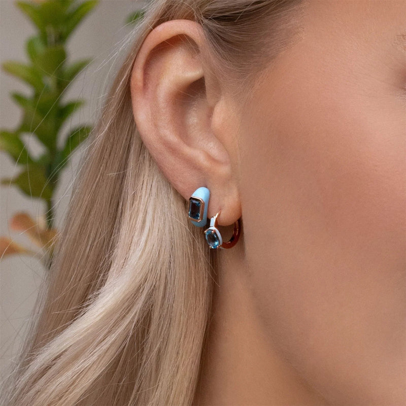 Aura Oval Huggie Earrings (Sky Edition)