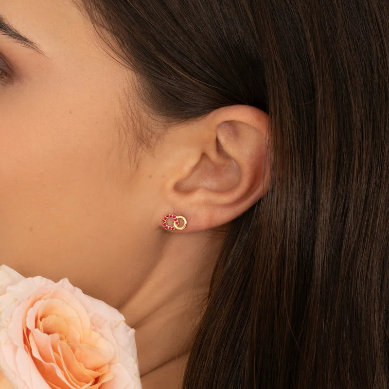Apex Interlock Stud Earrings (Sapphire Edition)