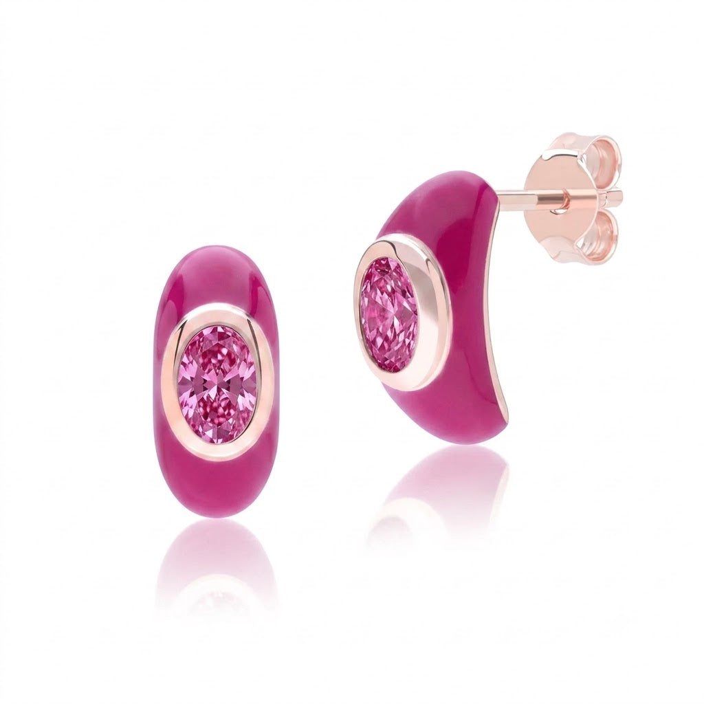 Azure Arc Baguette Stud Earrings (Lavender Edition)