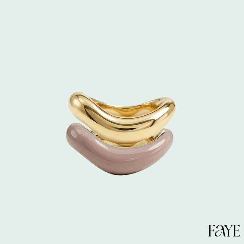 Gold Liquid Tide Rings (set of 2)