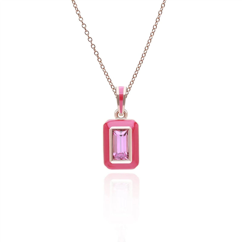 Lumina Emerald-Cut Enamel Pendant Necklace (Mint Green Edition)