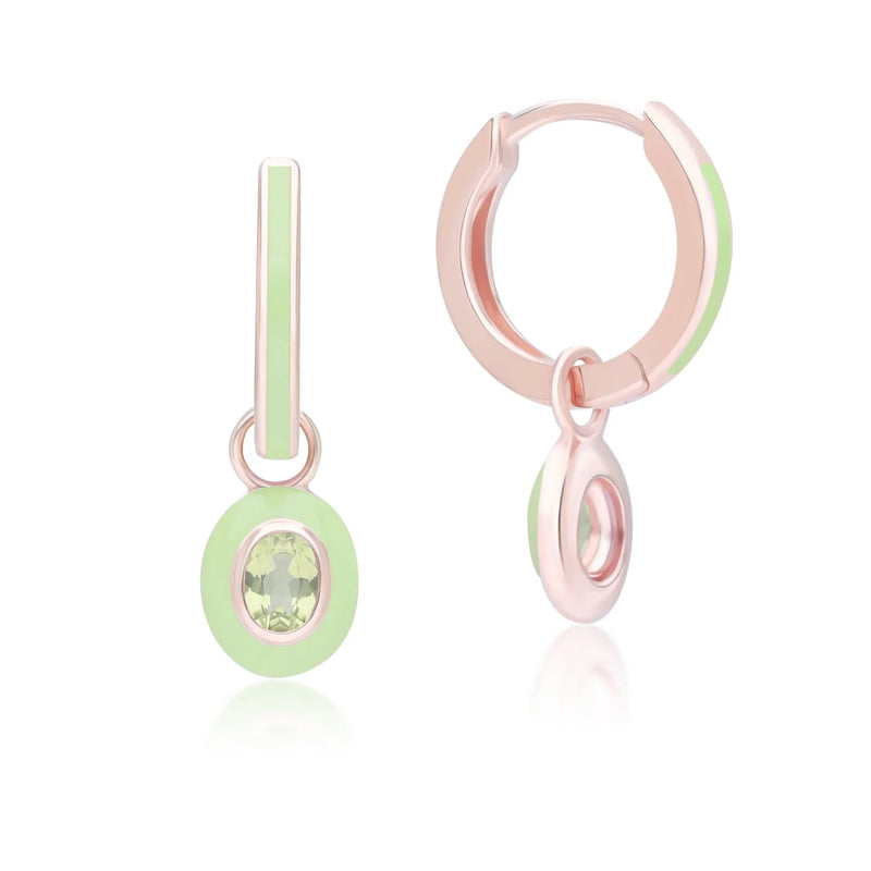 Aura Oval Drop Huggie Earrings (Olive Edition)