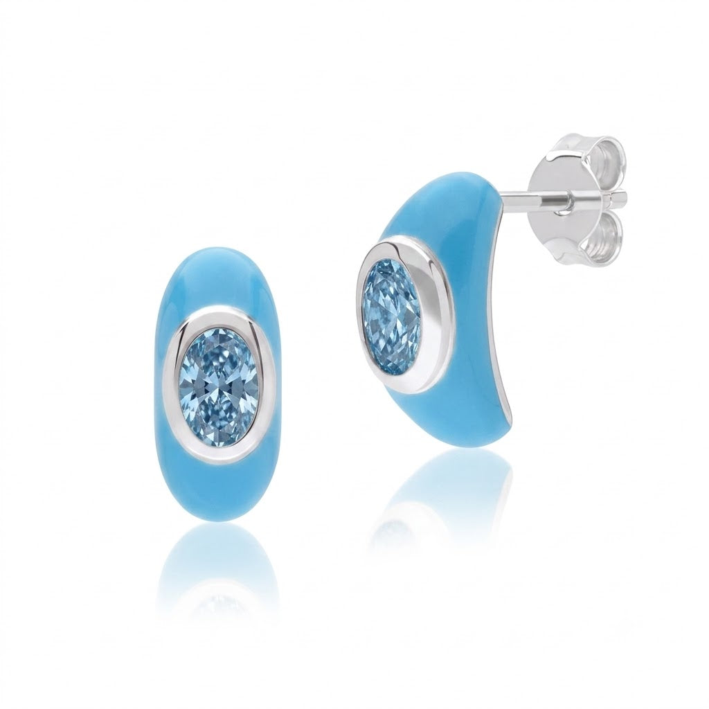 Azure Arc Baguette Stud Earrings (Lavender Edition)