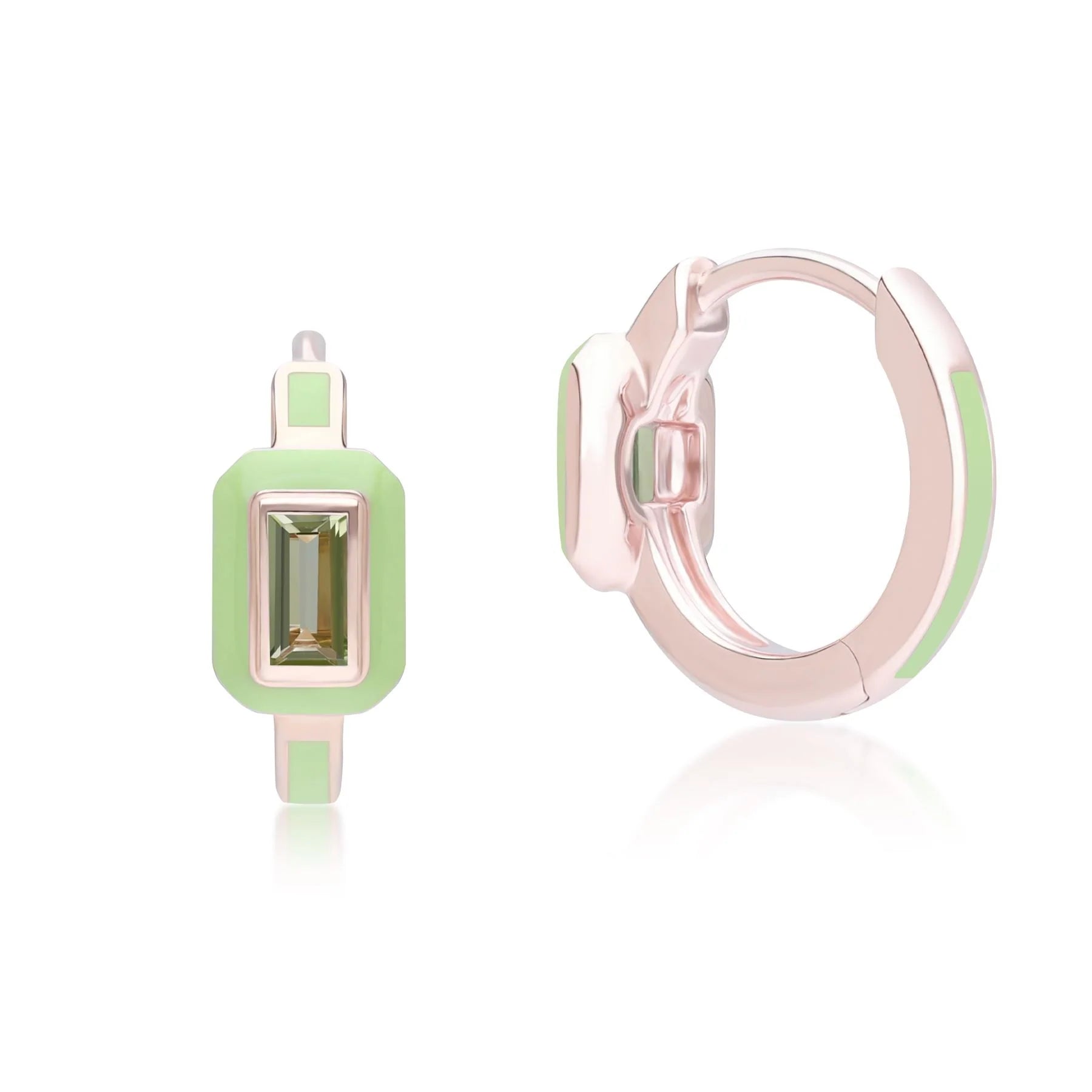 Chroma Baguette Huggie Earrings (Olive Edition)