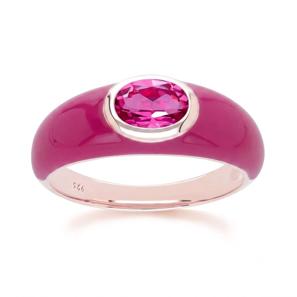 Azure Arc Baguette Dome Oval Ring (Mint Green Edition)