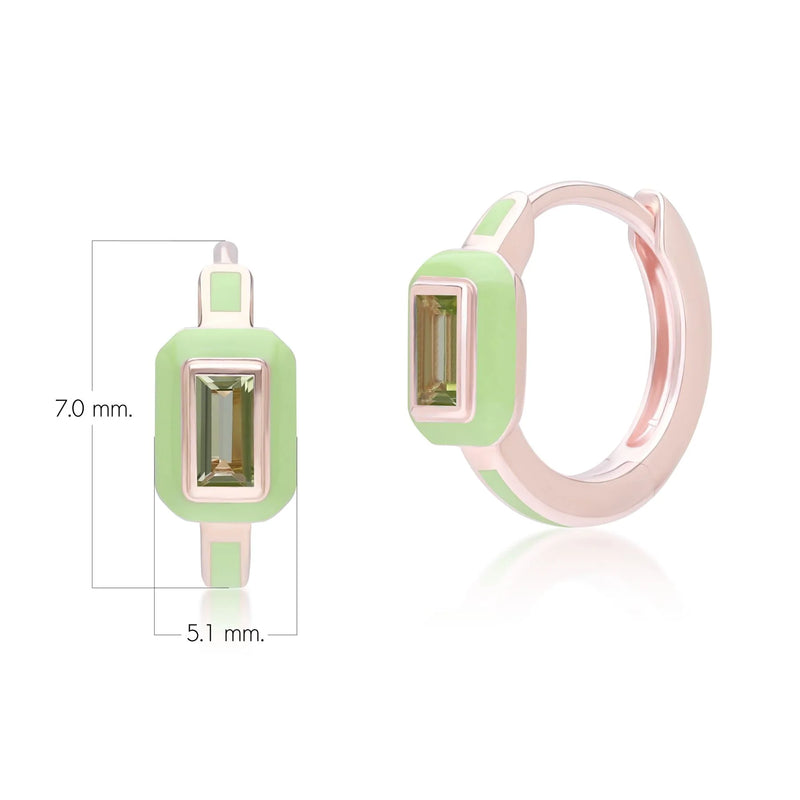 Chroma Baguette Huggie Earrings (Olive Edition)