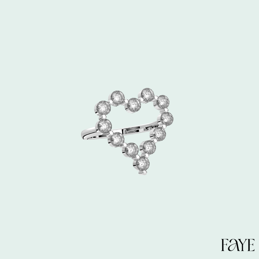 Heart Halo Ring - Silver
