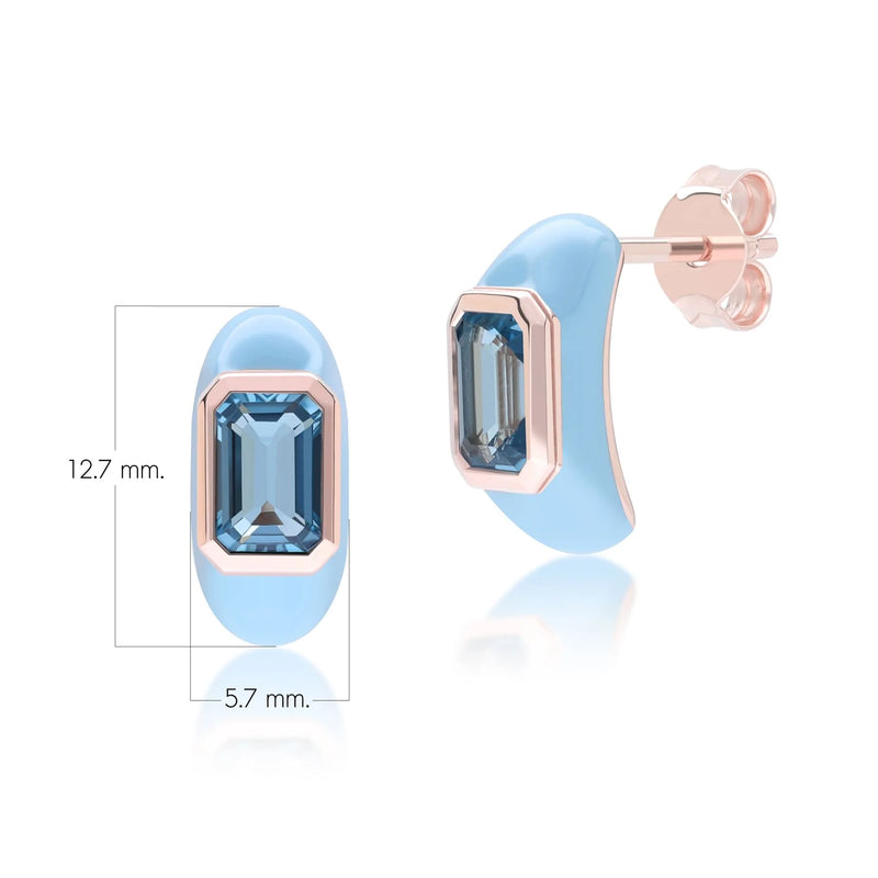 Azure Arc Baguette Stud Earrings (Sky Edition)